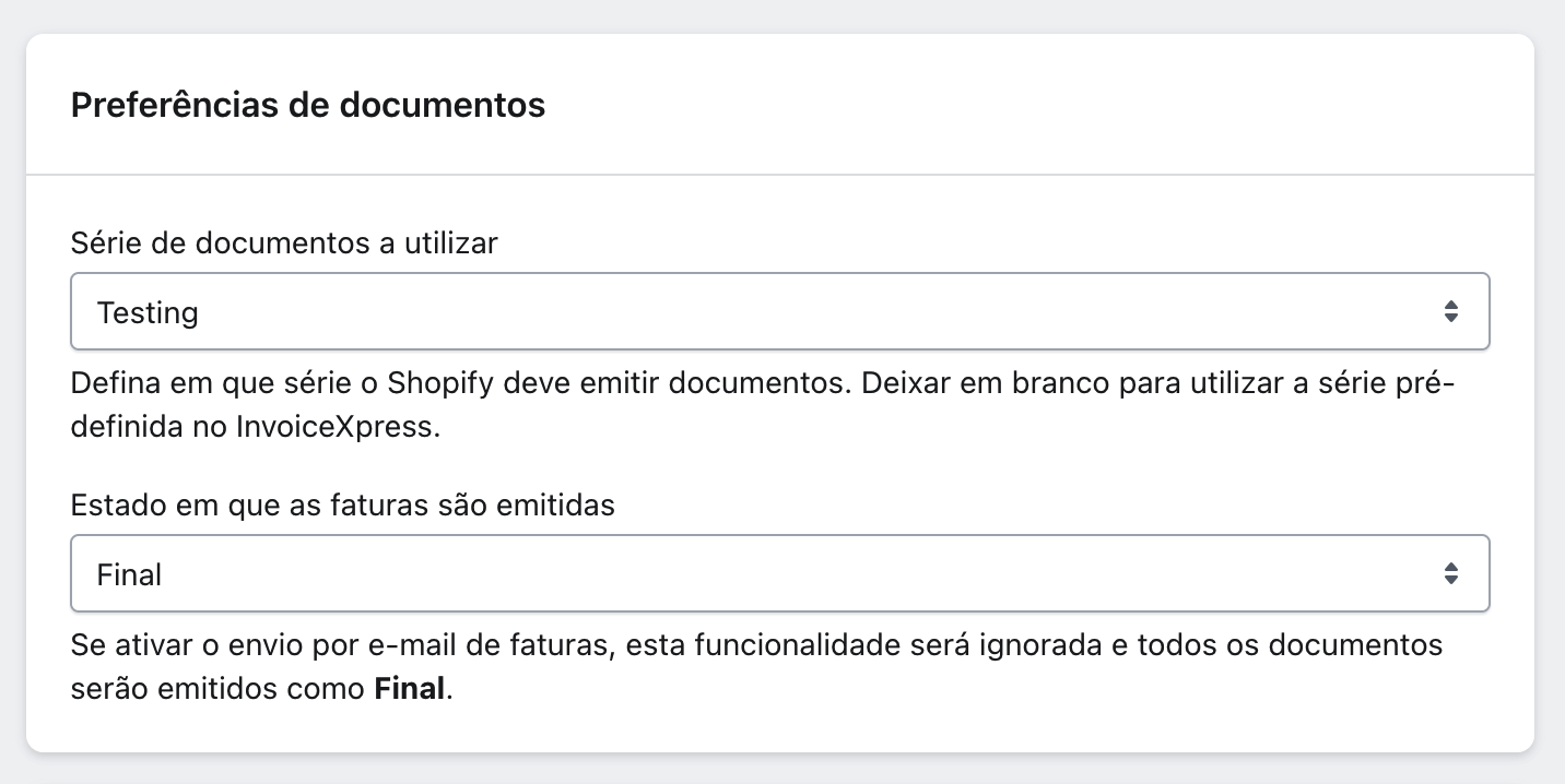 xpressifi document preferences on setting page