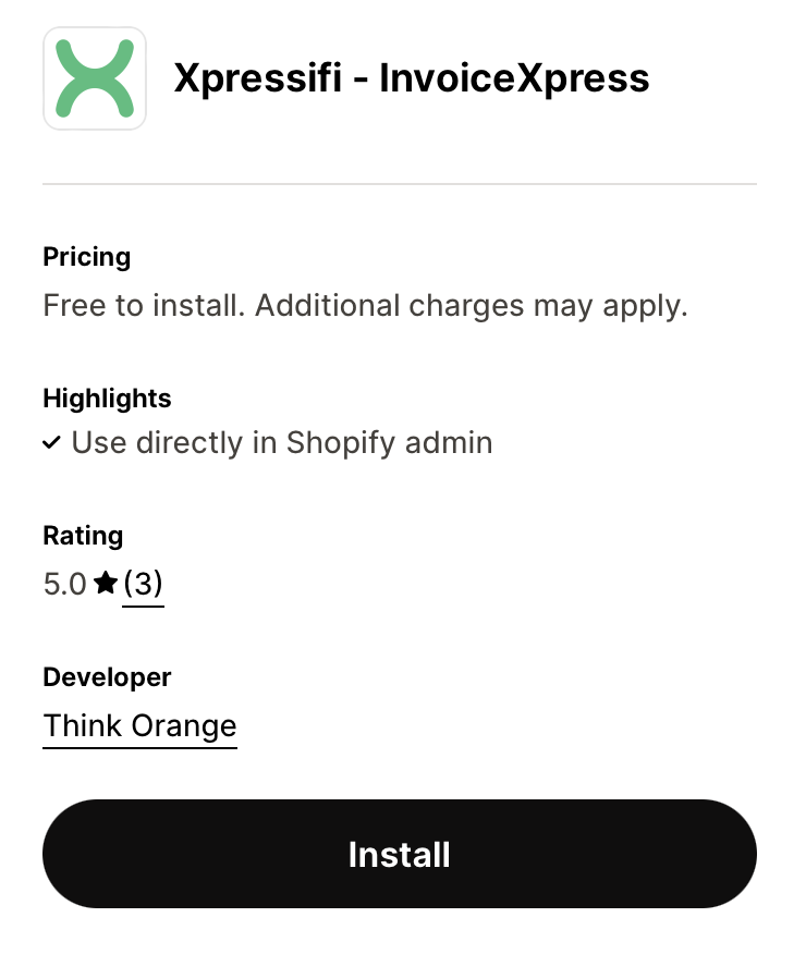 Shopify app store listing