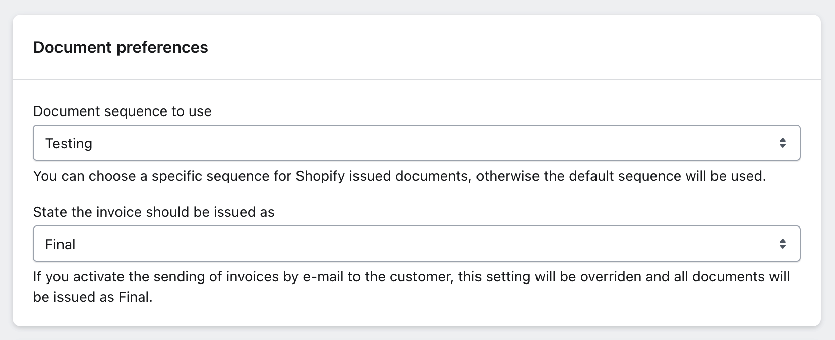 xpressifi document preferences on setting page