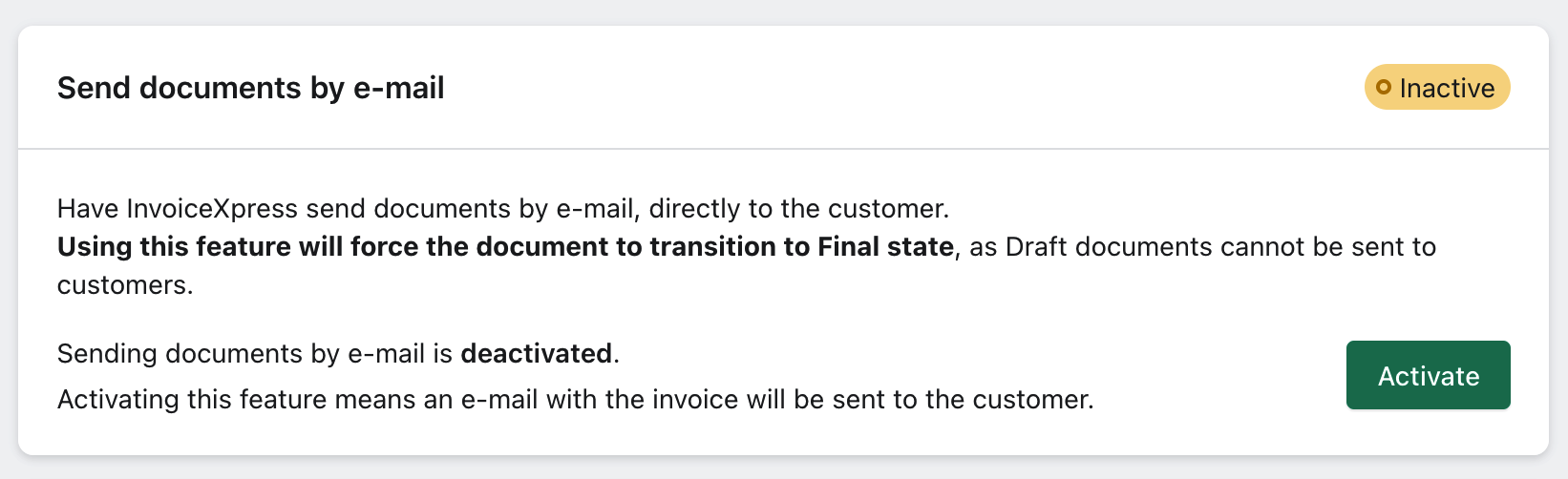 xpressifi email document delivery settings