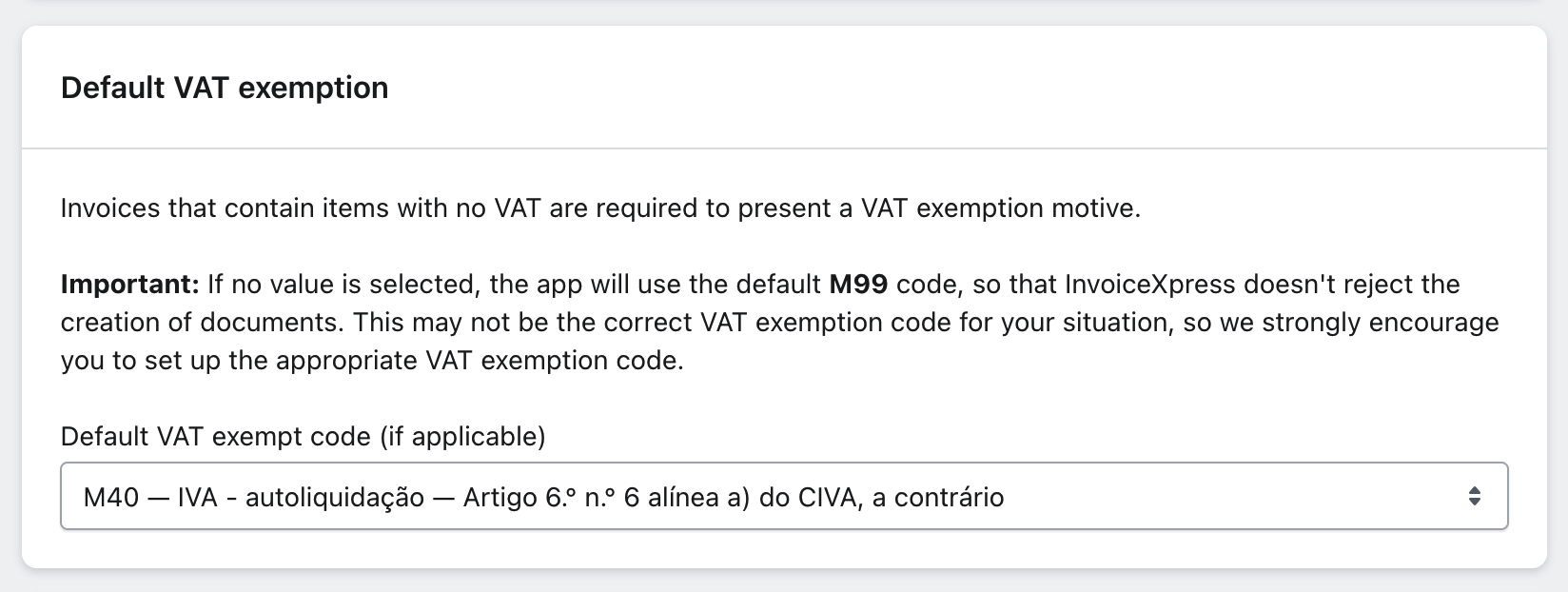 xpressifi VAT exemption settings