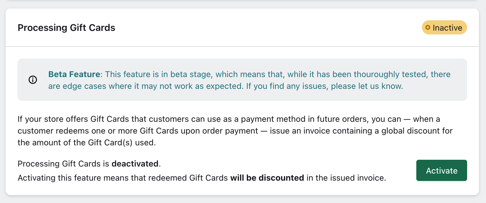 xpressifi gift card settings