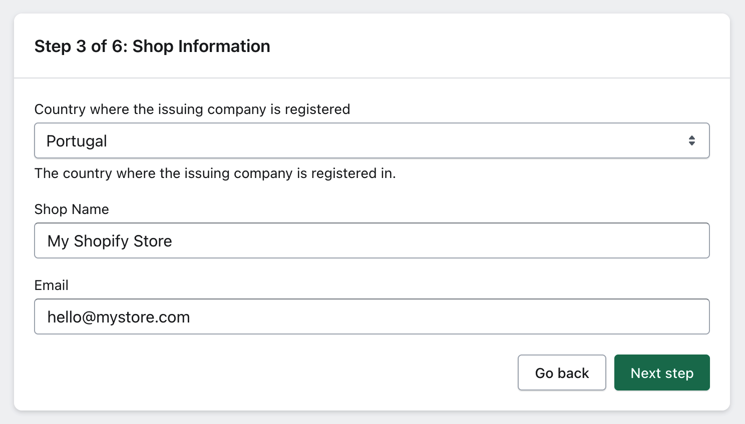 xpressifi onboarding third page: basic store information