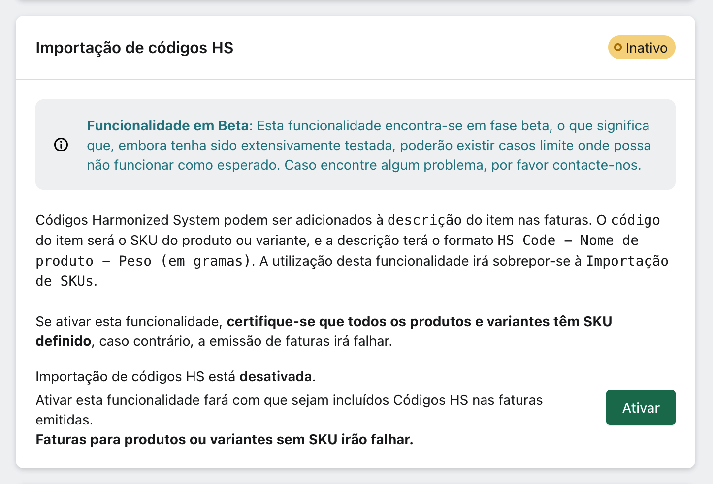 xpressifi SKU and HS Code settings